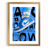 Air Jordan Pop Art Wall Art - Bold Blue Sneaker Canvas Print