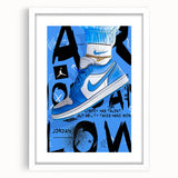Air Jordan Pop Art Wall Art - Bold Blue Sneaker Canvas Print