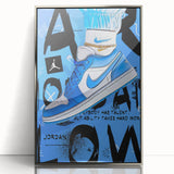 Air Jordan Pop Art Wall Art - Bold Blue Sneaker Canvas Print