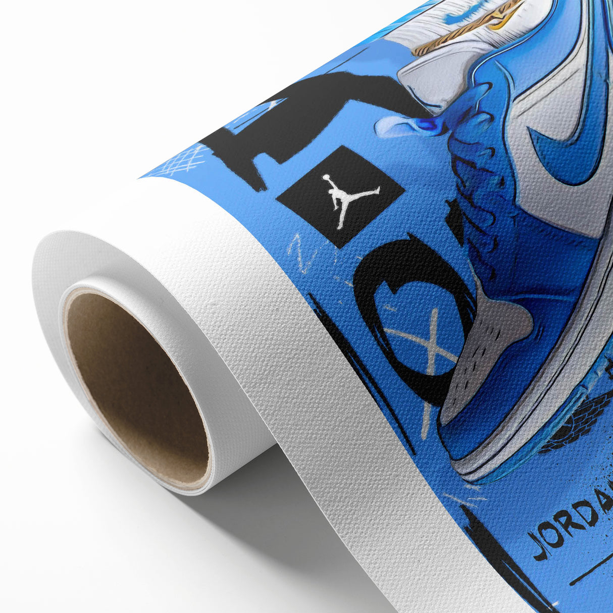Air Jordan Pop Art Wall Art - Bold Blue Sneaker Canvas Print