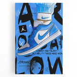 Air Jordan Pop Art Wall Art - Bold Blue Sneaker Canvas Print
