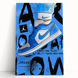 Air Jordan Pop Art Wall Art - Bold Blue Sneaker Canvas Print