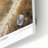 Large abstract wall art in vibrant orange and blue tones on acrylic glass, ideal for dining room ambiance.