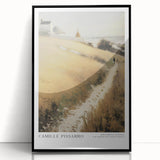 Large abstract wall art featuring swirling blue and gold tones on a black acrylic frame, ideal for modern art wall decor.