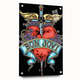 Bon Jovi Tattoo Heart Poster - Retro Music Wall Art