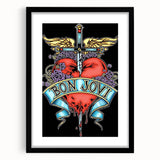 Bon Jovi Tattoo Heart Poster - Retro Music Wall Art