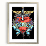 Bon Jovi Tattoo Heart Poster - Retro Music Wall Art