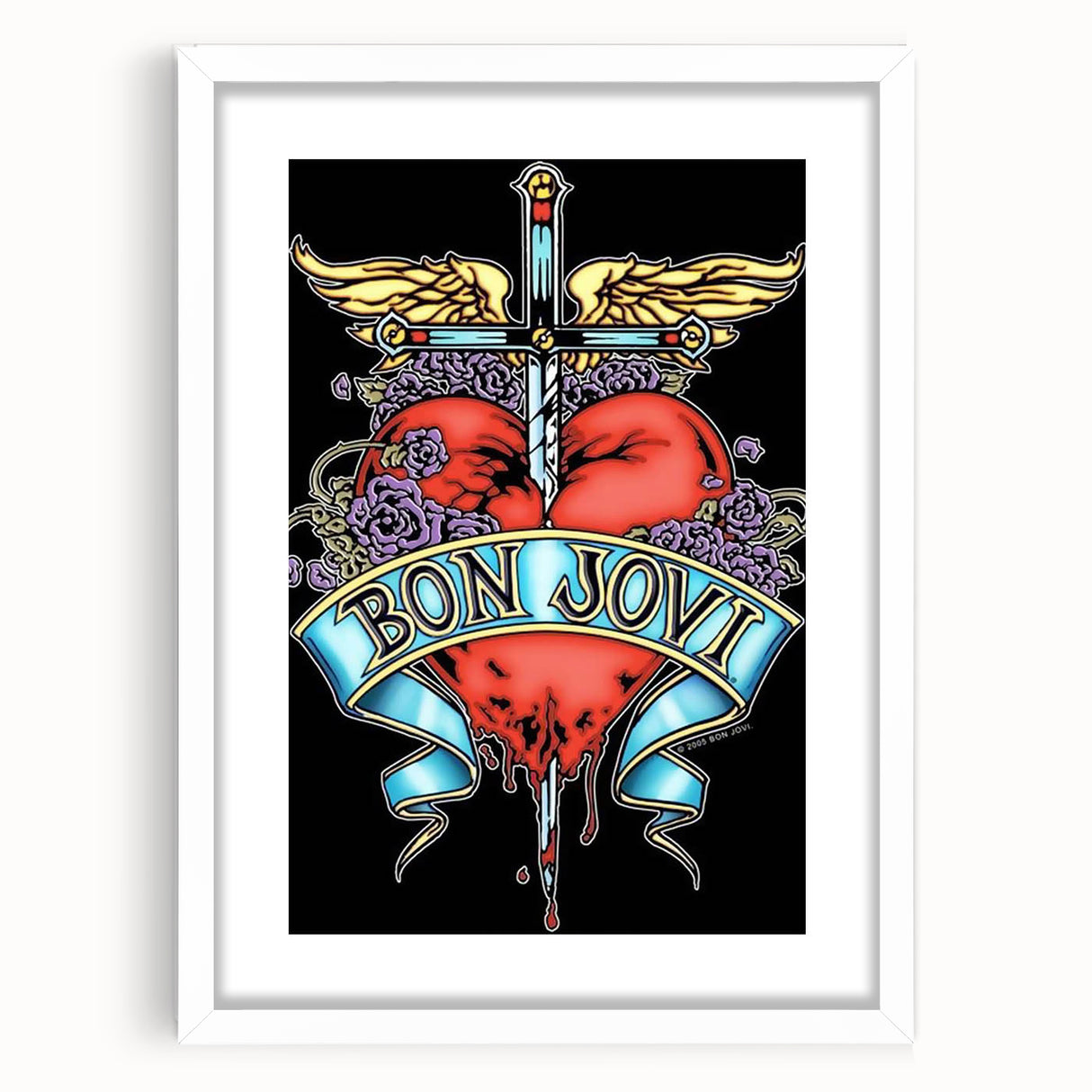 Bon Jovi Tattoo Heart Poster - Retro Music Wall Art