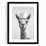 Adorable Llama Bathroom Wall Art - Fun Black and White Decor