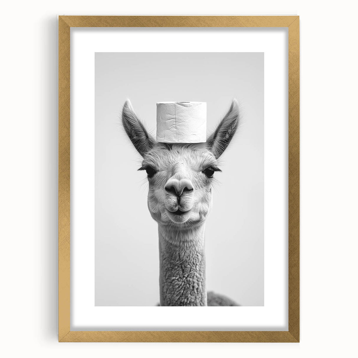 Adorable Llama Bathroom Wall Art - Fun Black and White Decor