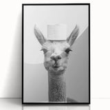 Adorable Llama Bathroom Wall Art - Fun Black and White Decor