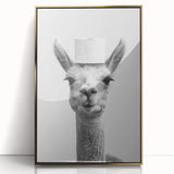 Adorable Llama Bathroom Wall Art - Fun Black and White Decor