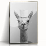 Adorable Llama Bathroom Wall Art - Fun Black and White Decor