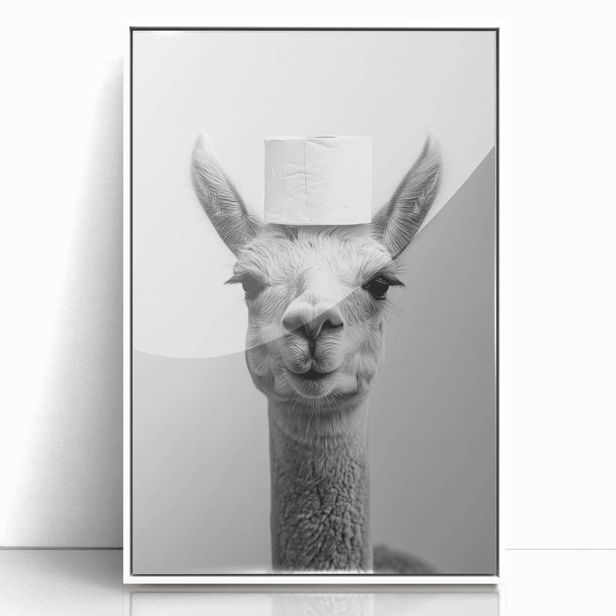 Adorable Llama Bathroom Wall Art - Fun Black and White Decor