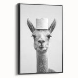 Adorable Llama Bathroom Wall Art - Fun Black and White Decor