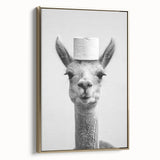 Adorable Llama Bathroom Wall Art - Fun Black and White Decor
