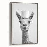 Adorable Llama Bathroom Wall Art - Fun Black and White Decor