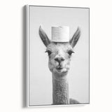 Adorable Llama Bathroom Wall Art - Fun Black and White Decor