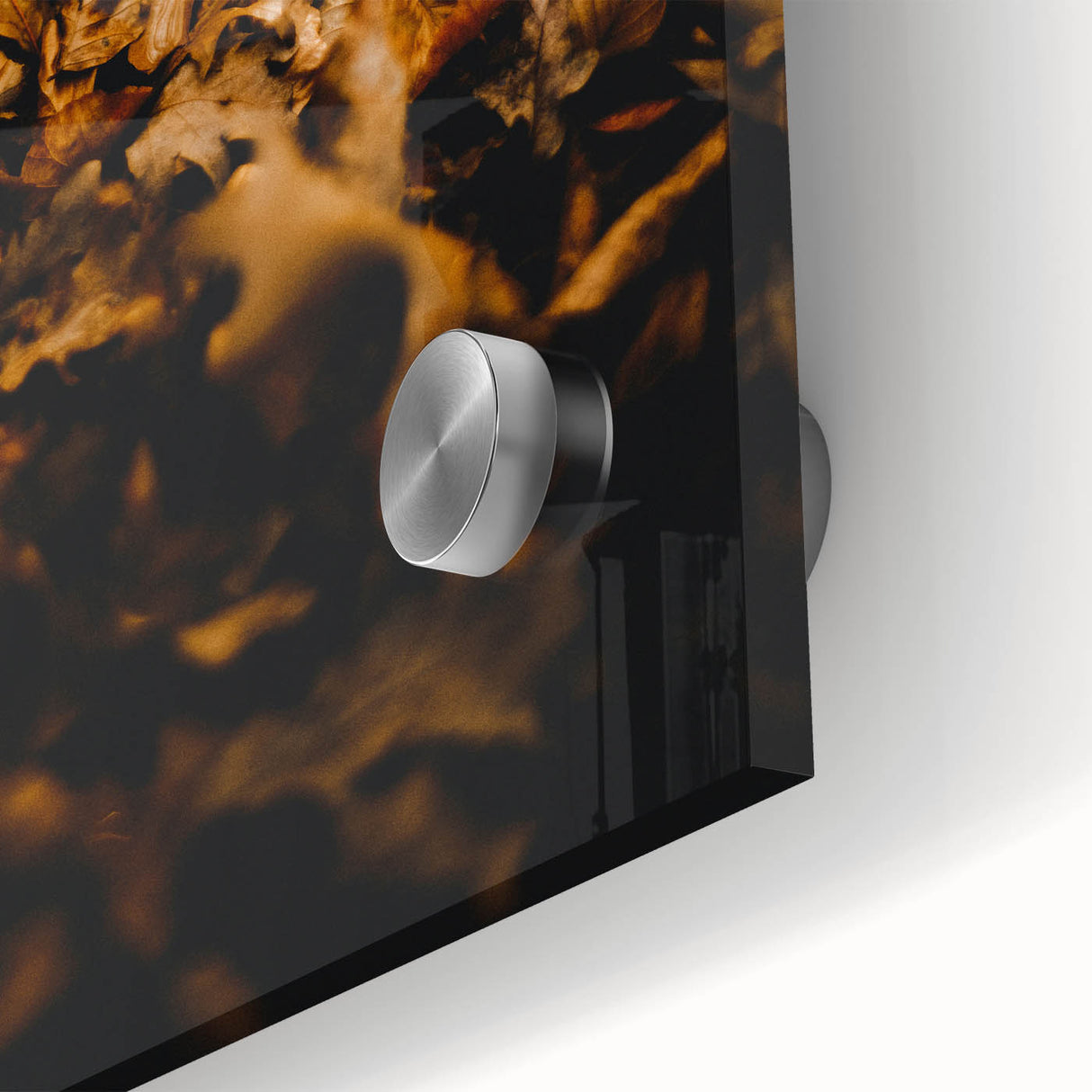 Large abstract wall art featuring mid-century modernist autumnal tones on acrylic glass, ideal for dining room ambiance.