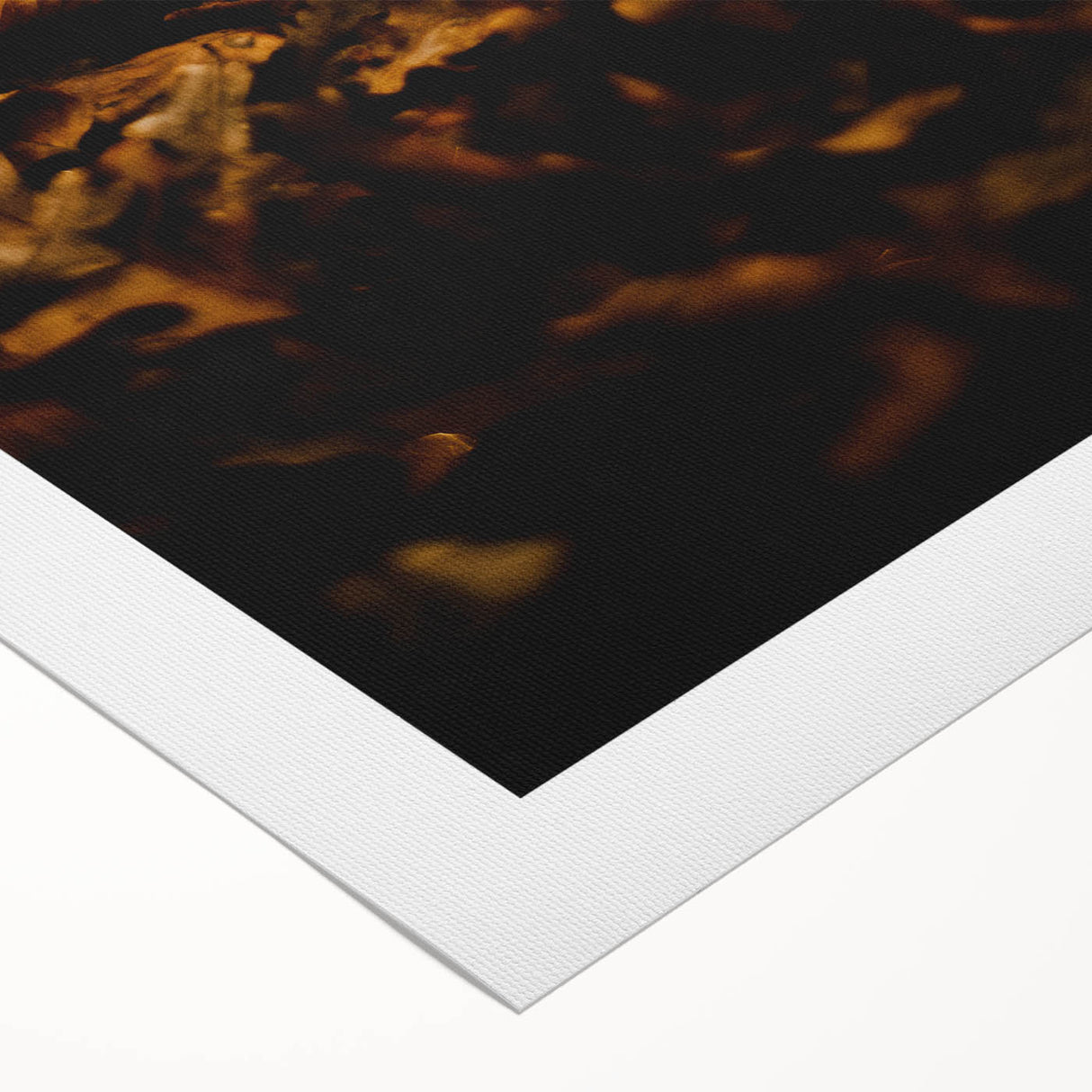Art deco poster featuring a stylized autumnal scene in orange and brown tones on rolled canvas.