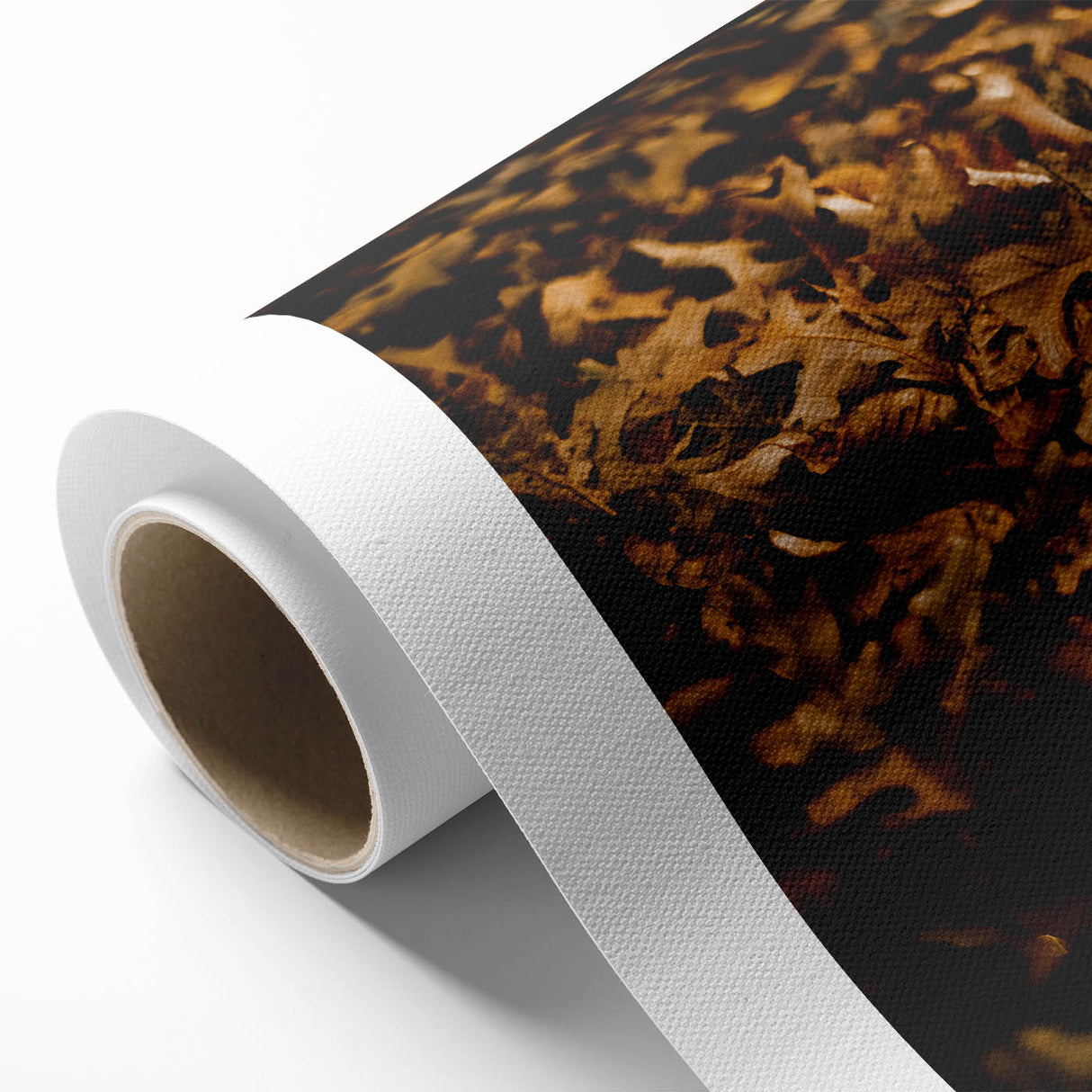 Art deco poster featuring an autumnal tree in muted orange and brown tones on rolled canvas, ideal for nursery wall art.