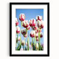 Extra large abstract art print featuring vibrant spring colors on a textured canvas, framed in black.