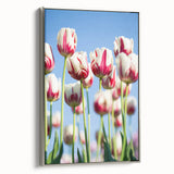 Framed canvas featuring a vintage landscape painting with colorful spring scenes, ideal for living room decor.