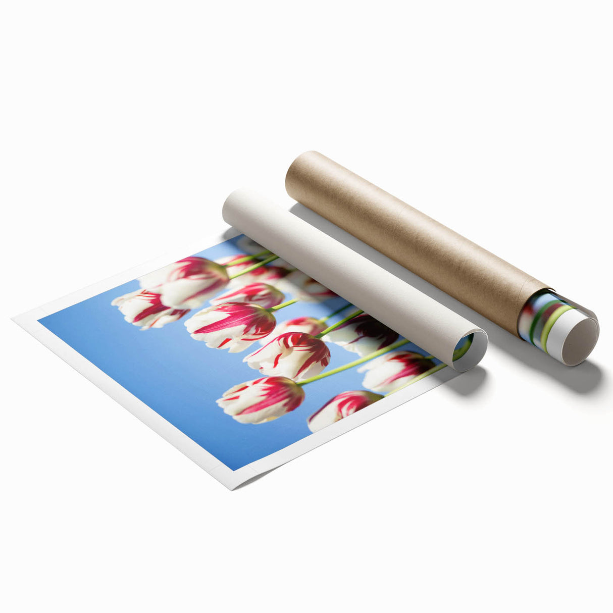 Extra large rolled print of vibrant spring floral art in pastel shades.