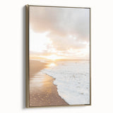 Framed canvas featuring a vintage summer landscape, muted earth tones, ideal for bedroom wall art.