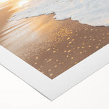 Art deco poster featuring a stylized summer scene with bold colors on a rolled canvas, suitable for dining room decor.