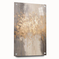 Winter-themed large abstract wall art on acrylic glass, featuring cool blue and white tones.