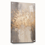 Winter-themed large abstract wall art on acrylic glass, featuring cool blue and white tones.