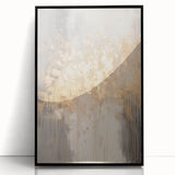 Large abstract wall art in muted gray and blue tones, framed in black acrylic, ideal for modern living room decor.