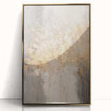 Framed acrylic print of a mid-century modernist winter scene in muted blue and white tones, ideal for nursery wall decor.