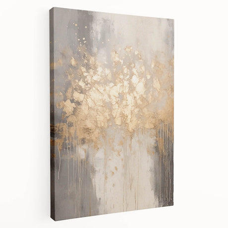 Winter scene with muted blue and white tones on a large stretched canvas, suited for kitchen wall art.