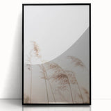 Large abstract wall art in mid-century modernist style with vibrant orange and teal hues on acrylic.