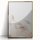 Large art print featuring a mid-century modernist summer scene in acrylic, with vibrant gold and blue tones.