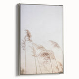 Landscape art painting featuring a summer scene on framed canvas, with muted colorful palette, ideal for living room decor.