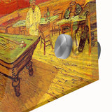 Large abstract wall art on acrylic glass depicting mid-century modernist style in vibrant colors, ideal for dining room art.