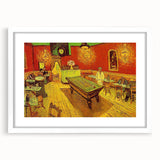 Textured abstract art print of swirling blue and yellow hues on a white framed canvas, suitable for bedroom art.