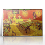 Mid-century modernist art featuring a Van Gogh-inspired abstract design in vibrant blues and yellows on a white acrylic…