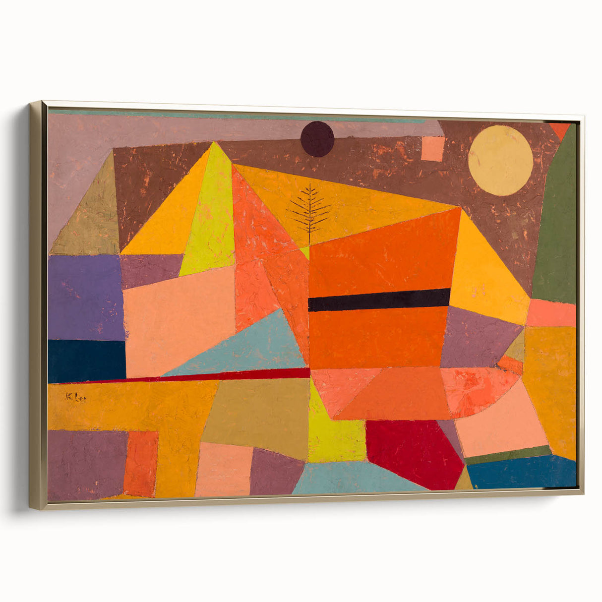 Modern Wall Art: Abstract Joyful Mountain Landscape in Vibrant Hues