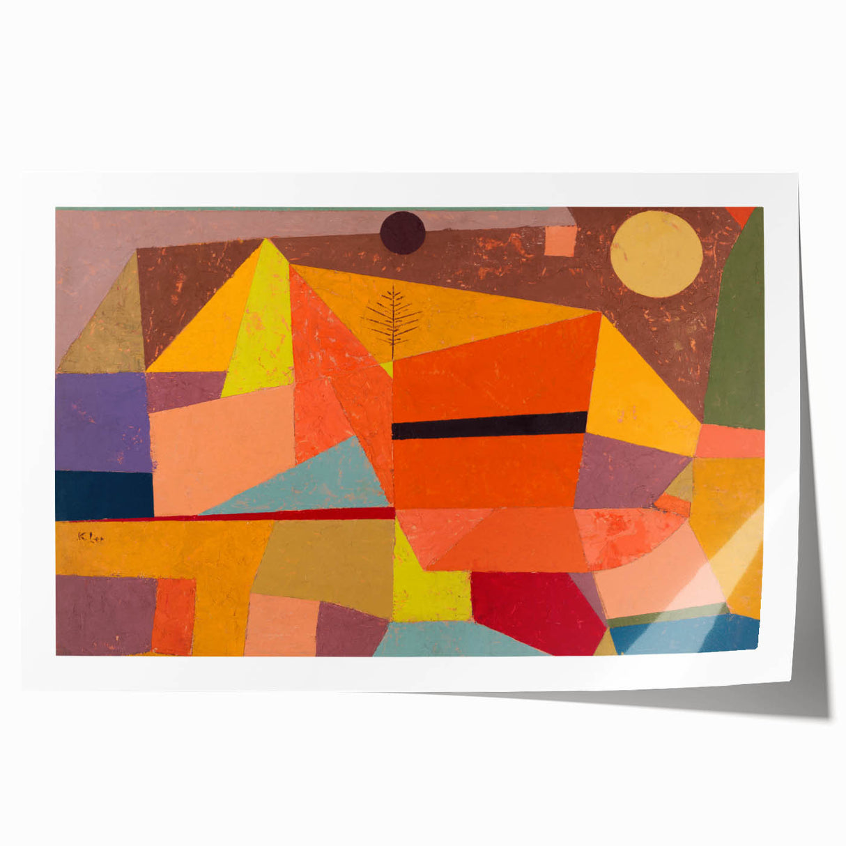 Modern Wall Art: Abstract Joyful Mountain Landscape in Vibrant Hues