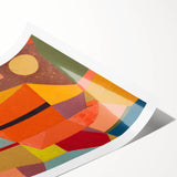 Modern Wall Art: Abstract Joyful Mountain Landscape in Vibrant Hues