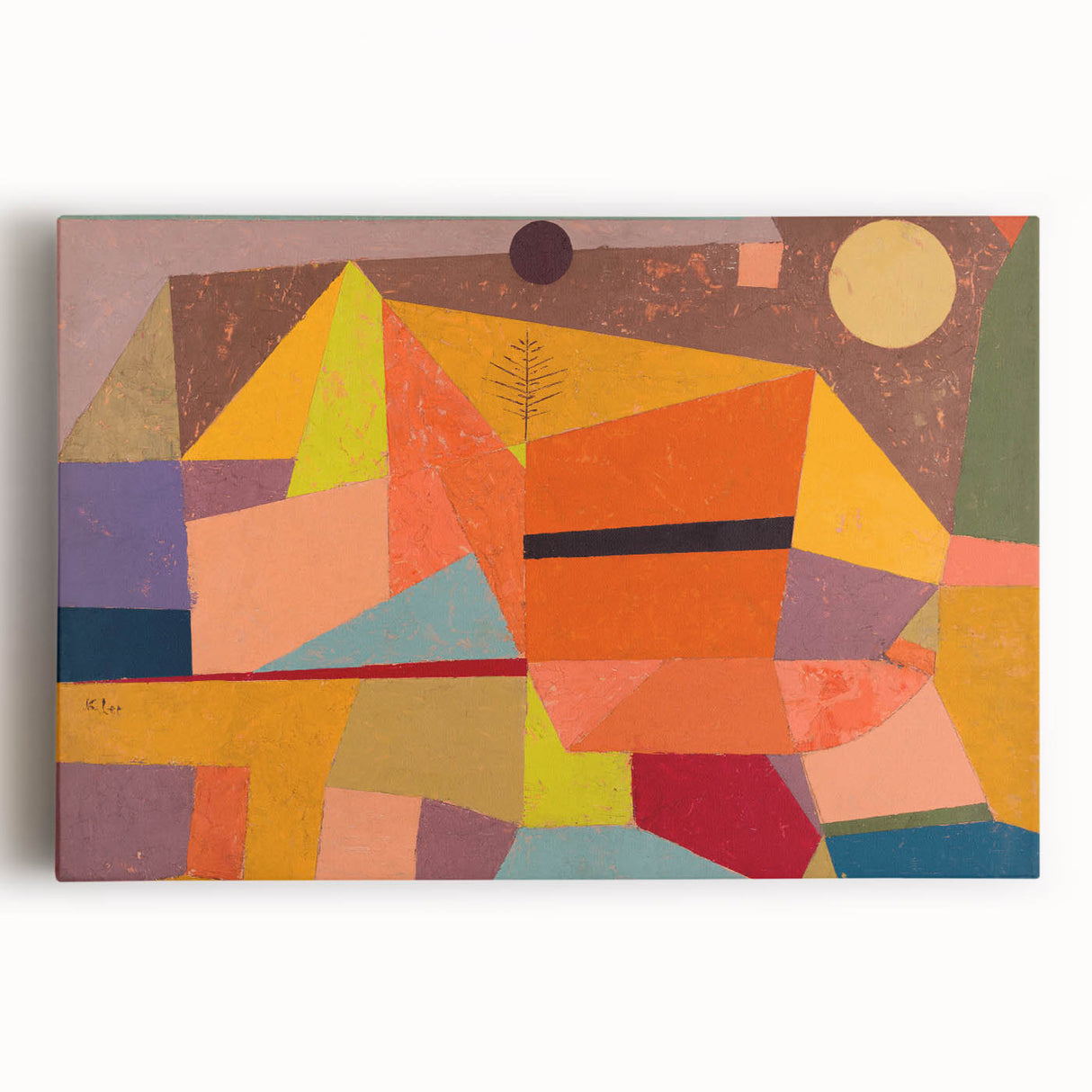 Modern Wall Art: Abstract Joyful Mountain Landscape in Vibrant Hues