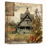 Rustic Farmhouse Decor with Barn and Corn Stalks - Country Style Art