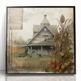 Rustic Farmhouse Decor with Barn and Corn Stalks - Country Style Art