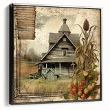 Rustic Farmhouse Decor with Barn and Corn Stalks - Country Style Art