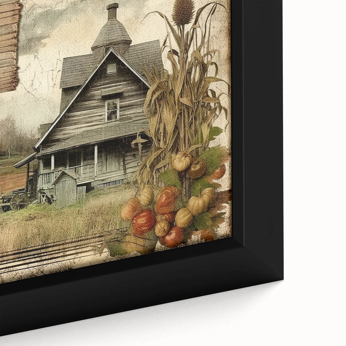 Rustic Farmhouse Decor with Barn and Corn Stalks - Country Style Art
