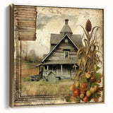 Rustic Farmhouse Decor with Barn and Corn Stalks - Country Style Art